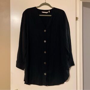 Soft Surroundings Black Button Down Blouse Size L
